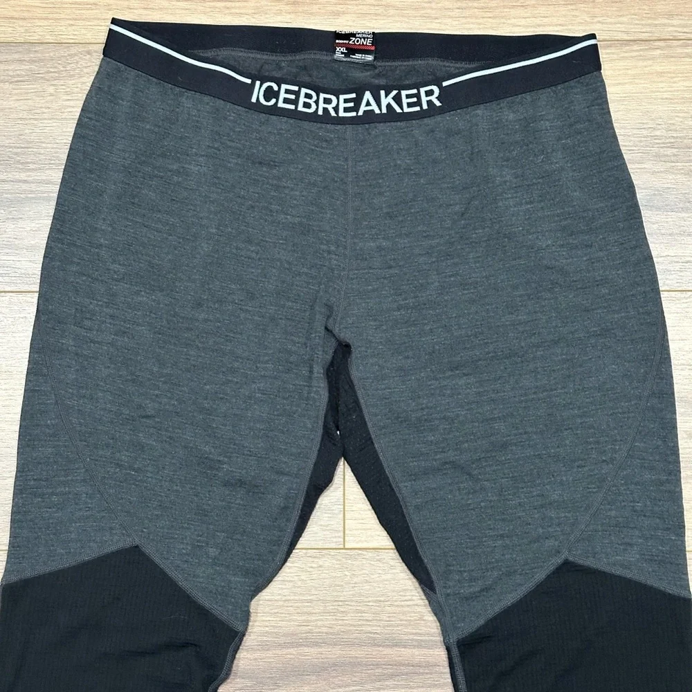 Icebreaker Merino Bodyfit Zone Legging in Gray/Black Size XXL